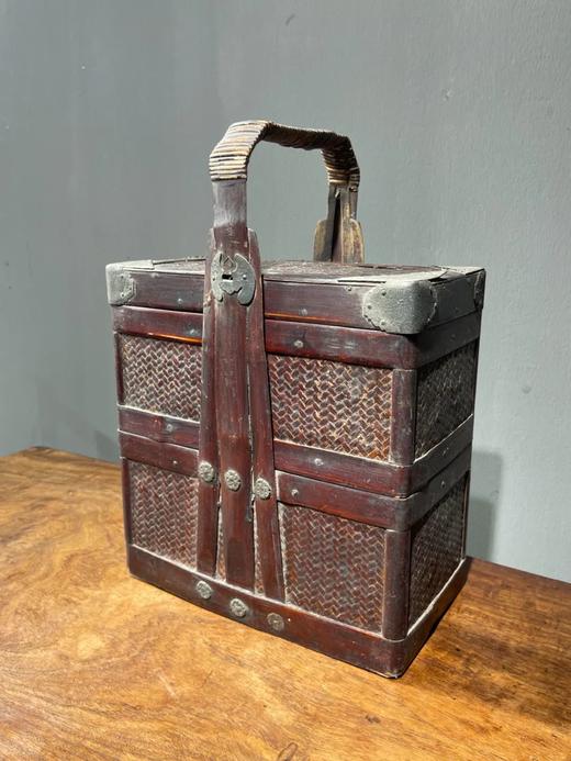 竹编髹漆双层提梁食盒，顺丰包邮 商品图0