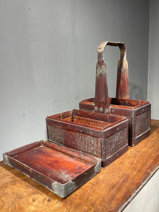 竹编髹漆双层提梁食盒，顺丰包邮 商品图2