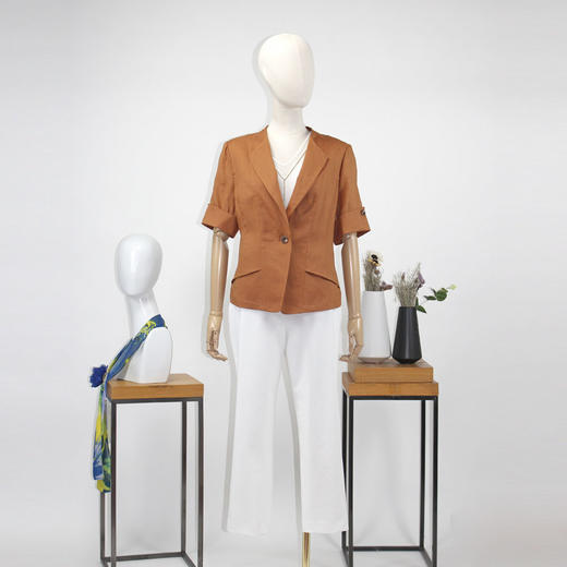 FOCALS福柯斯夏季新款半袖一粒扣纯色修身休闲西服外套FRRBB176 商品图4