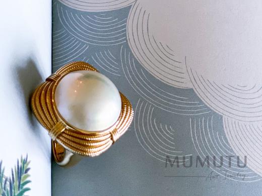 18K 四瓣花马贝珠戒指 商品图0