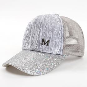 新款褶皱M标棒球帽户外遮阳鸭舌帽韩版太阳帽