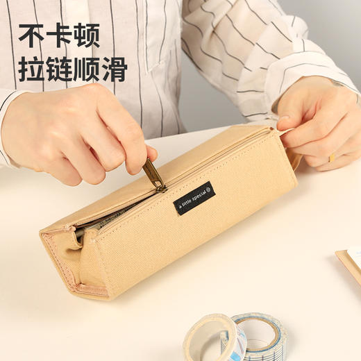日本KOKUYO国誉笔袋简约ins日系高颜值帆布文具袋男小高中学生初中女专用生大硅胶小众笔盒大容量进口文具盒 商品图3