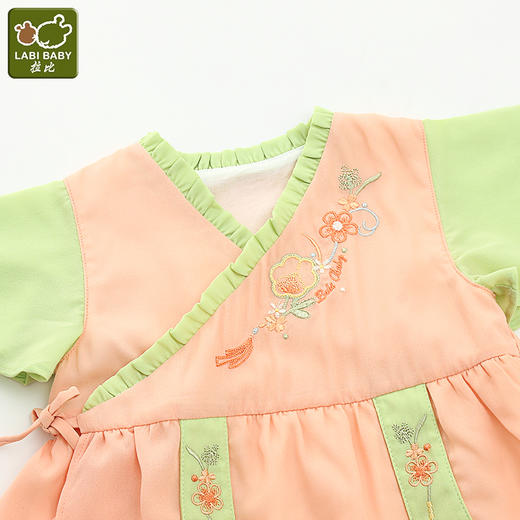 拉比-童衣类（夏）F2密语国风连体短袖衣虾红 商品图2