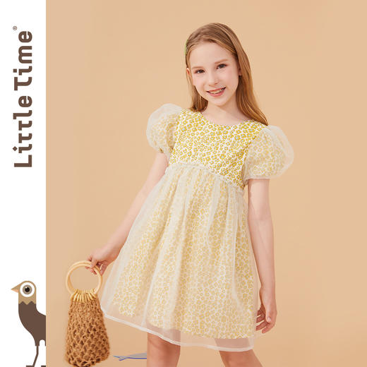 littletime女童碎花连衣裙夏季短袖2022新款洋气小清新女孩夏装裙 商品图4