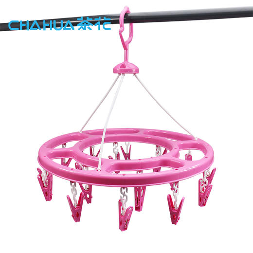 茶花 大号圆型晒衣架(18夹)夹子晾衣架颜色随机0711衣服架家用挂衣 商品图0