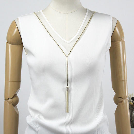 FOCALS福柯斯女装夏季新款V领套头针织衫纯色打底背心FRRBM178 商品图3