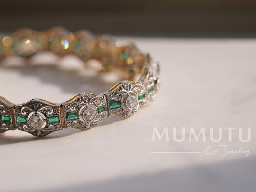 爱德华风格祖母绿钻石手链 商品图0