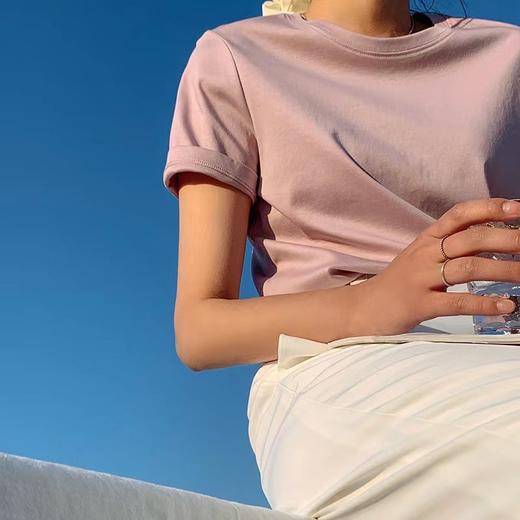 【桑蚕丝面料，可以穿的护肤“凉”品】桑蚕丝丝光棉T恤，丝光棉+桑蚕丝+莫代尔面料更加稳定，工艺更加出色，吸湿透气，不易起球sh 商品图3