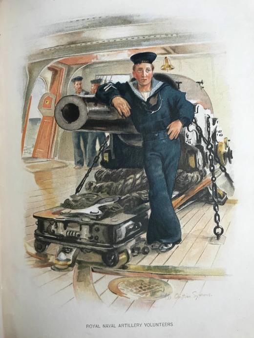 约19世纪后期 英国皇家海军史（全6卷） 约40余幅彩色版画插图 漆布精装16开 商品图8