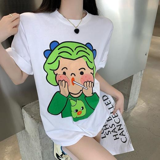 黛唯梵 抖音同款设计感小众短袖t恤女夏季新款韩版印花宽松上衣潮七夕情人节 商品图1