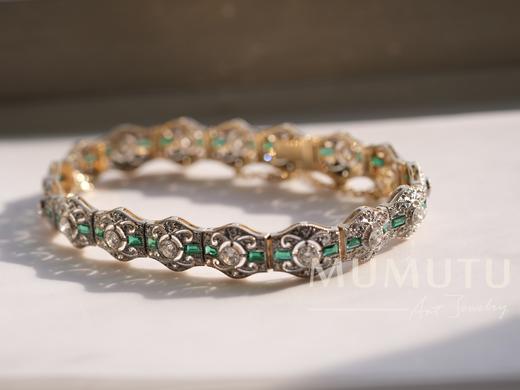 爱德华风格祖母绿钻石手链 商品图2