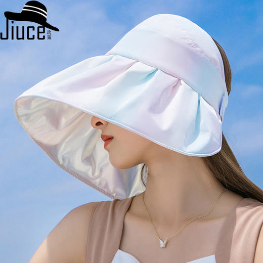 JC-N2-M1865（渐变魔术贴白胶空顶）UPF50+梦幻渐变色系黑胶空顶帽女夏季新款大沿遮阳帽 商品图0
