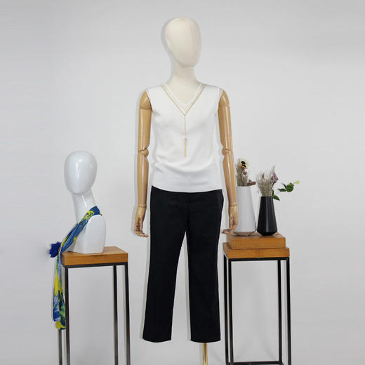 FOCALS福柯斯女装夏季新款V领套头针织衫纯色打底背心FRRBM178 商品图4