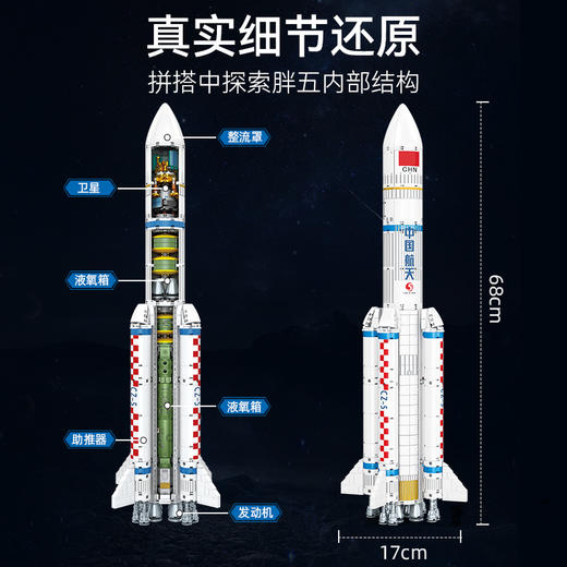 森宝积木203307   中国航天文化-低温液体捆绑式运载火箭 商品图1