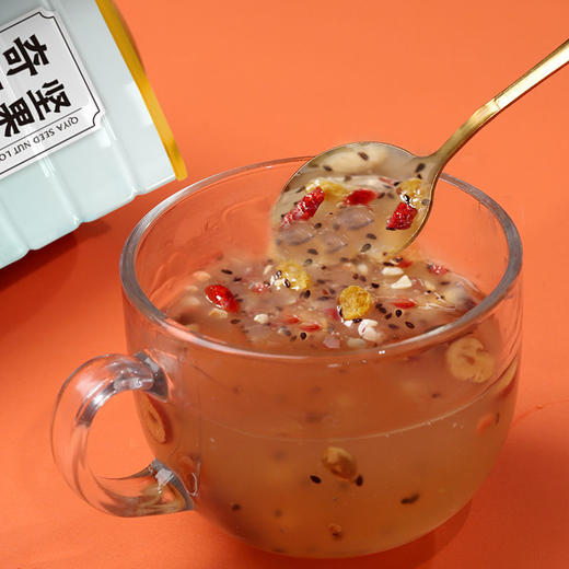 【恋上谷 】奇亚籽坚果藕粉羹 代餐早餐罐装玻璃杯勺500g/桶 商品图1