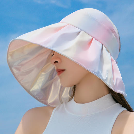 JC-N2-M1865（渐变魔术贴白胶空顶）UPF50+梦幻渐变色系黑胶空顶帽女夏季新款大沿遮阳帽 商品图4
