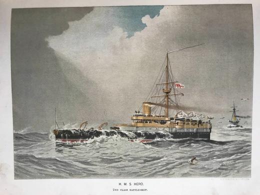 约19世纪后期 英国皇家海军史（全6卷） 约40余幅彩色版画插图 漆布精装16开 商品图6