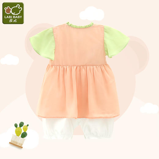 拉比-童衣类（夏）F2密语国风连体短袖衣虾红 商品图1