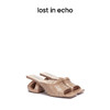 lost in echo 方头压纹牛皮镂空跟凉鞋 商品缩略图0