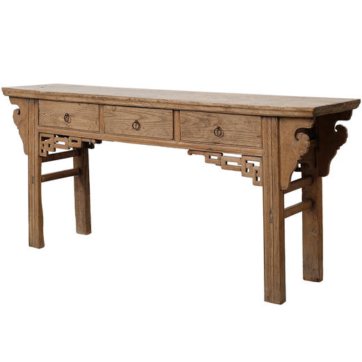 华伦家具实木三屉桌复古中式家具餐边桌玄关桌靠墙条案窄桌子 商品图4