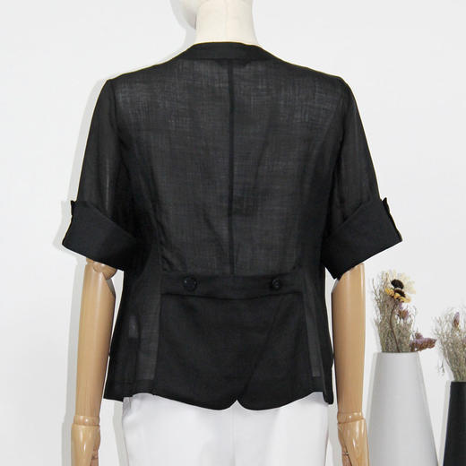 FOCALS福柯斯夏季新款半袖一粒扣纯色修身休闲西服外套FRRBB176 商品图2