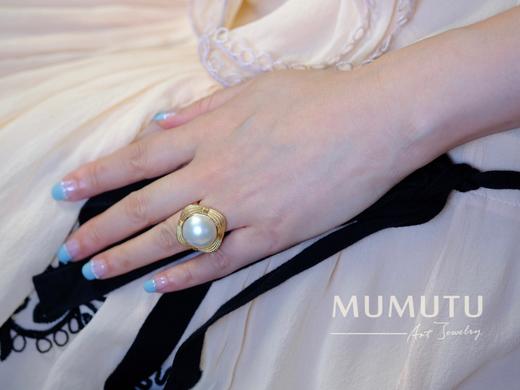 18K 四瓣花马贝珠戒指 商品图4