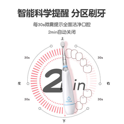 日本babysmile儿童电动牙刷2岁宝宝婴儿自动牙刷替换刷头3岁小孩 商品图3