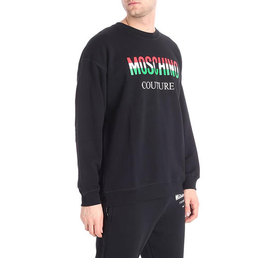 MOSCHINO 莫斯奇诺 男士棉质圆领字母印花长袖卫衣 黑色 1710 5227 1555 商品图1
