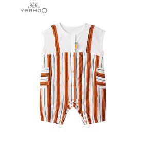 英氏男宝宝哈衣夏季无袖薄款连体衣2022新款夏装爬服YRHBJ22294A