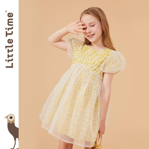 littletime女童碎花连衣裙夏季短袖2022新款洋气小清新女孩夏装裙 商品图3
