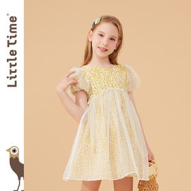 littletime女童碎花连衣裙夏季短袖2022新款洋气小清新女孩夏装裙