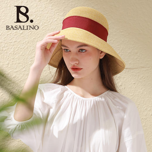Basalino赫本风防晒草帽女UV防紫外线渔夫帽草帽BA015 商品图3