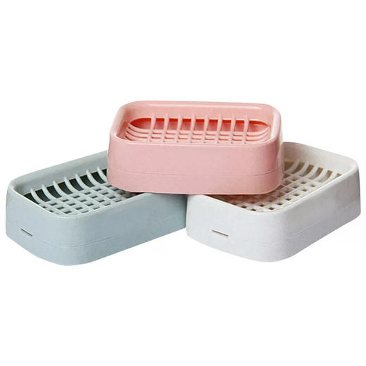 茶花  双层沥水网格滴水皂盘浴室香皂盒肥皂盘卫生间塑料皂盘 2个装（随机颜色） 商品图2