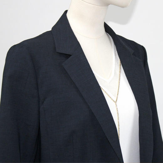 FOCALS福柯斯秋季新款七分袖纯色修身休闲亚麻西服外套FRR2B109B3 商品图3