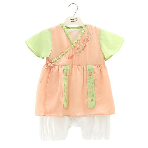 拉比-童衣类（夏）F2密语国风连体短袖衣虾红 商品图4