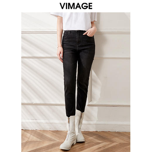 VIMAGE纬漫纪冬季新款时尚休闲显瘦铅笔裤小脚牛仔裤女裤VD2105811裤子 商品图0