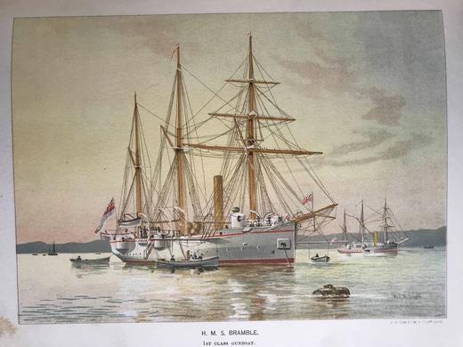 约19世纪后期 英国皇家海军史（全6卷） 约40余幅彩色版画插图 漆布精装16开 商品图9