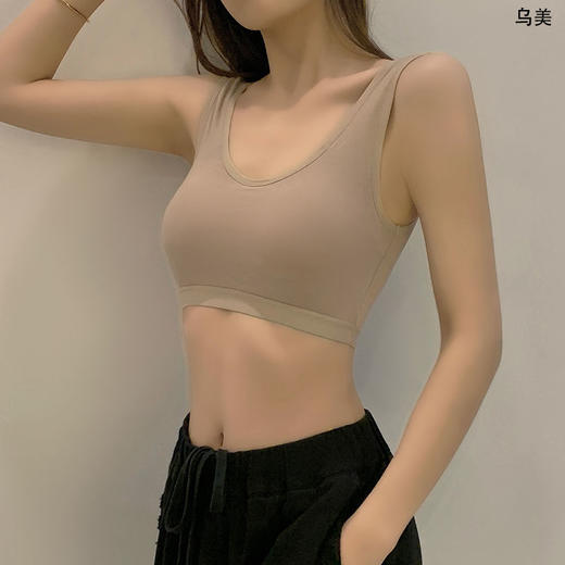 黛唯梵 纯棉少女文胸抹胸防走光初高中学生运动内衣女一体式防震U型美背 商品图5