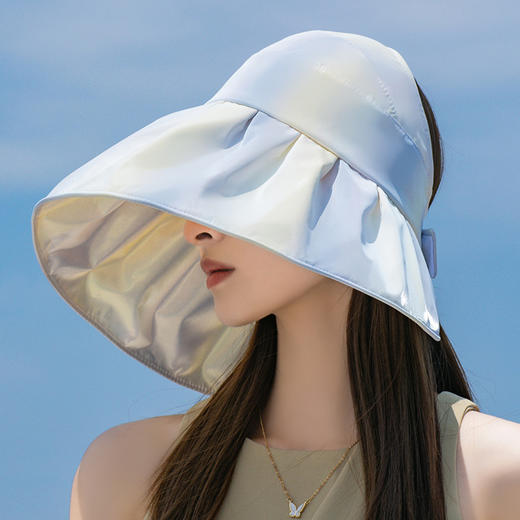 JC-N2-M1865（渐变魔术贴白胶空顶）UPF50+梦幻渐变色系黑胶空顶帽女夏季新款大沿遮阳帽 商品图7