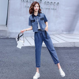 夏季轻熟风女装时尚气质甜美港味盐系穿搭休闲牛仔两件套HR-WE72329