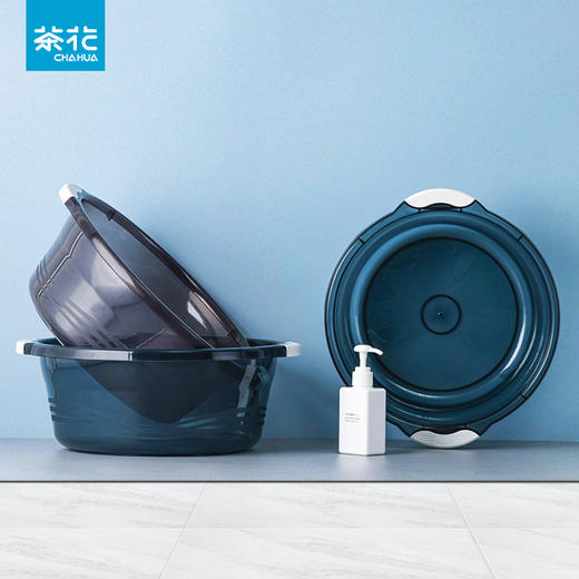 茶花 洗脸盆洗衣服时尚通用盆32cm35cm39cm茶花方形塑料盆32cm脚盆洗PP新生婴儿童大小脸盆洗菜盆 商品图1