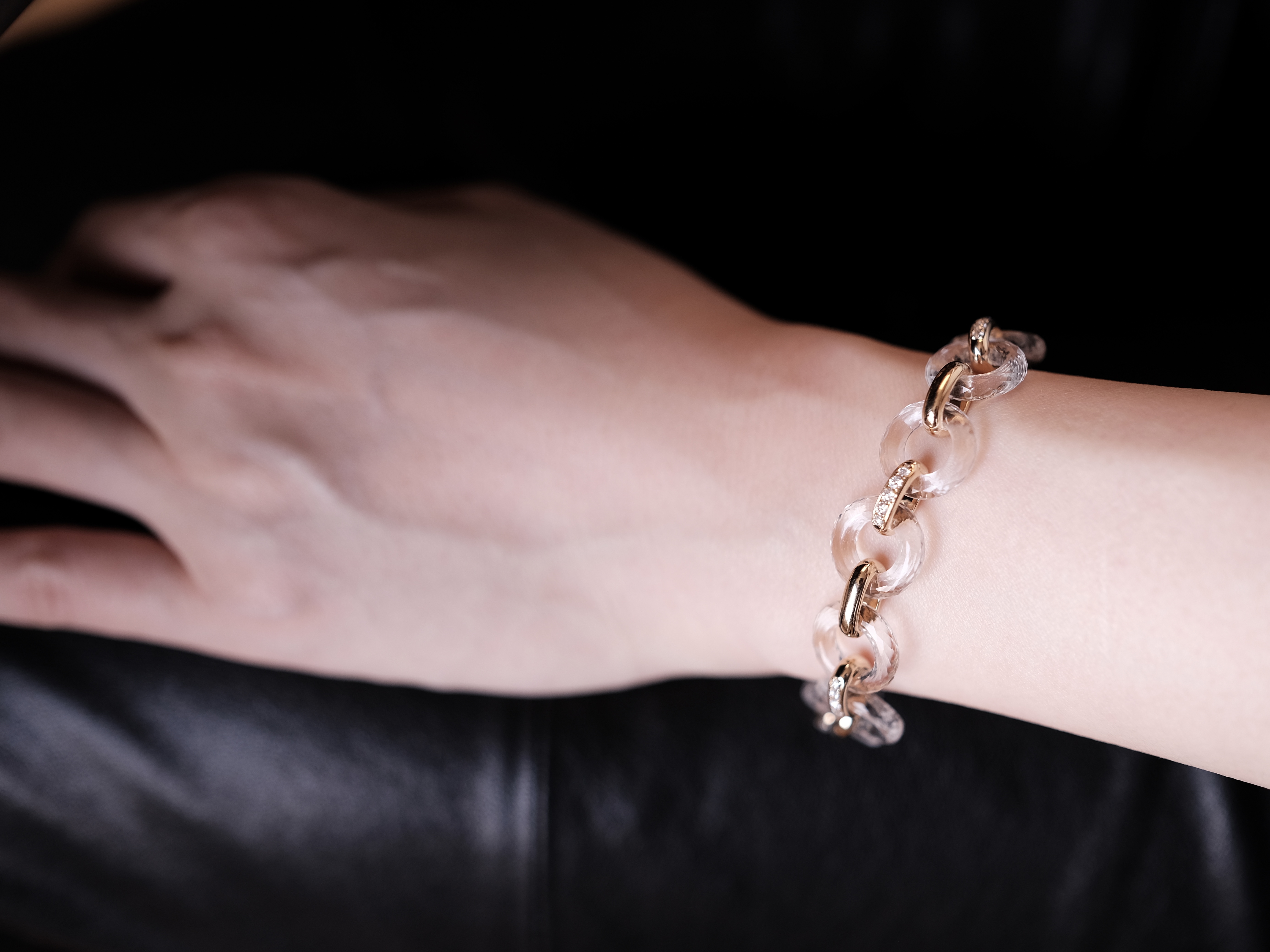 18K 白水晶钻石手链