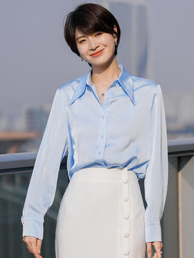 蒋菲菲【爱情调味剂】经典百搭款气质蓝衬衫