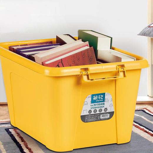 茶花 悦巧收纳箱25L58L68L大容量衣服收纳盒有盖零食玩具整理箱衣物书籍杂物储物箱 商品图6
