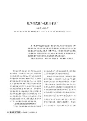 袁敬丰 杨红干|数学探究性作业设计求索
