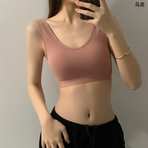 黛唯梵 纯棉少女文胸抹胸防走光初高中学生运动内衣女一体式防震U型美背 商品图8