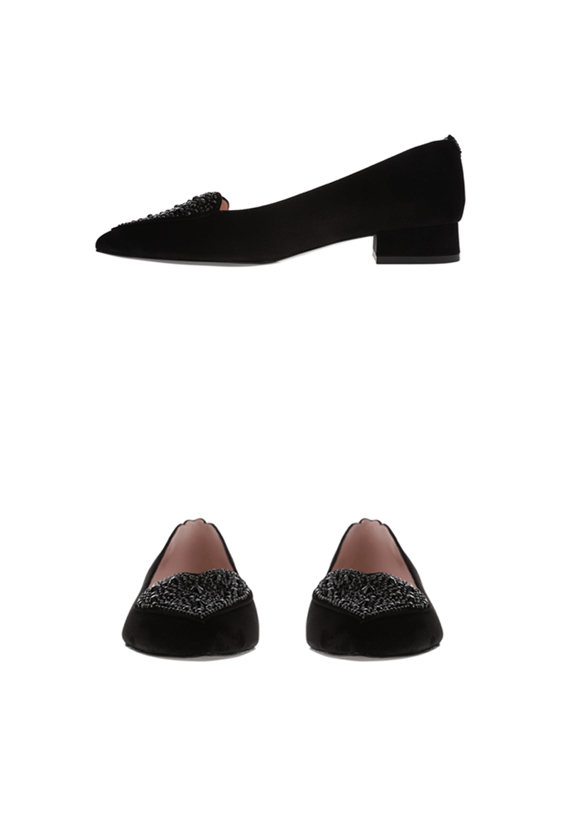 sheme真皮女鞋尖头平底单鞋优雅时尚水晶烫钻可定制