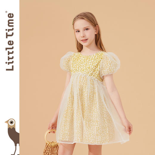 littletime女童碎花连衣裙夏季短袖2022新款洋气小清新女孩夏装裙 商品图2