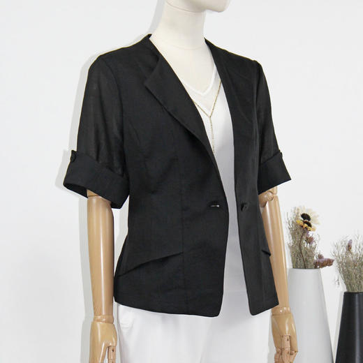 FOCALS福柯斯夏季新款半袖一粒扣纯色修身休闲西服外套FRRBB176 商品图1