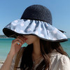 JC-M1825（黑胶波点拼接遮阳帽）韩国新款遮阳帽蝴蝶结波点大檐拼接帽黑胶涂层 商品缩略图7